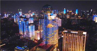 航拍武汉城市夜景风光