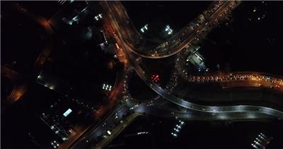 航拍城市夜景交通