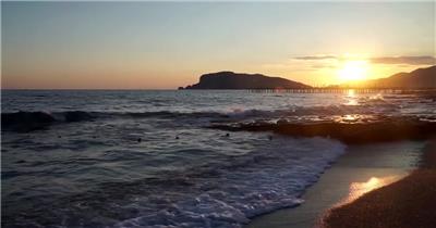 唯美海面上日出日落延时摄影视频素材