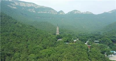 航拍济南长清区灵岩寺旅游航拍视频素材