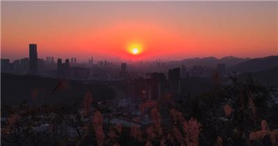 4k超清实拍城市日出晨光延时视频素材
