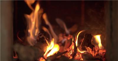 木炭燃烧灰烬篝火干柴烈火