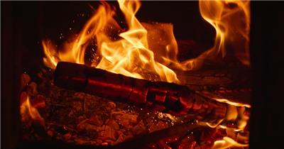 木炭柴火篝火星薪火升格慢镜头