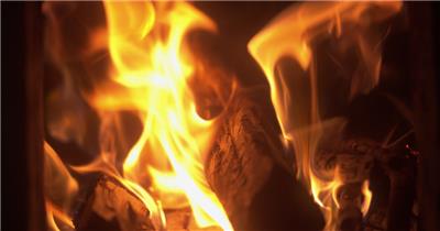 燃烧的木柴木炭火焰篝火升格