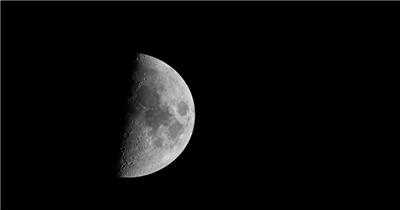 半个月亮农历月球长焦特写延时
