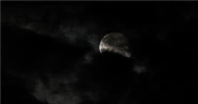 夜晚唯美月亮月球云中月多云