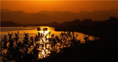 长江黄河太阳日落夕阳黄昏