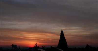 农村傍晚黄昏日落绝美夕阳晚霞