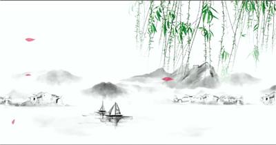 水墨风格中国山间背景视频素材