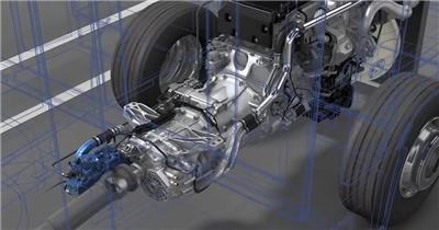 三维展示货车发动机变速箱结构科技展示视频素材