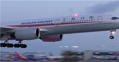 4K实拍航空客机降落机场背景视频