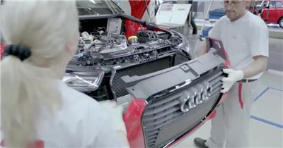 奥迪汽车工厂自动化生产车间实拍企业宣传视频素材