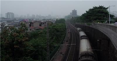 武汉火车黄鹤楼远景旅游宣传城市推广视频素材