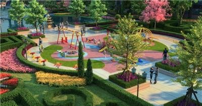 小区配套儿童游乐园游乐场三维动画视频素材