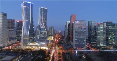 杭州市民中心夜景城市建筑旅游宣传视频素材