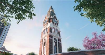 经典欧式风格英伦小镇塔楼视频素材