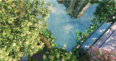 3D动画小区环境花园建筑视频素材