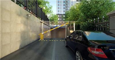 房地产住宅小区汽车进入地下车库三维动画视频素材