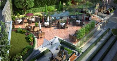 3D动画商业屋顶花园建筑视频素材